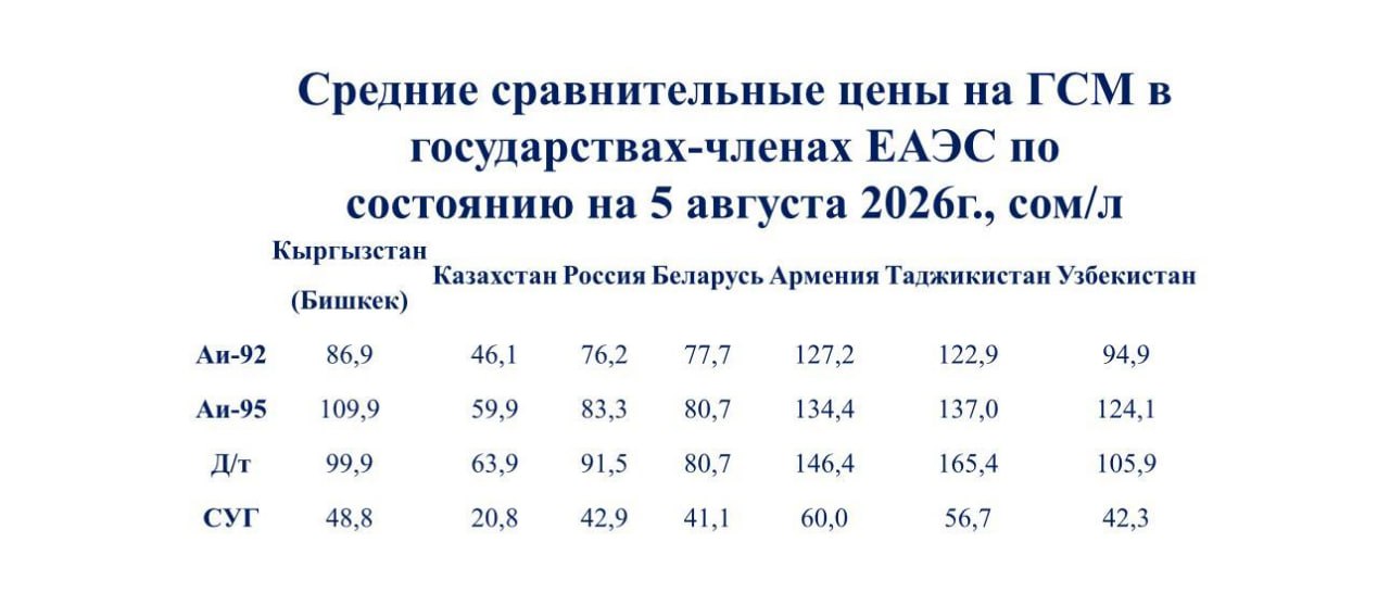 Антимонопольная служба сравнила цены на ГСМ в странах ЕАЭС и соседних государствах