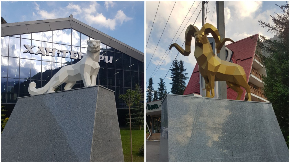 В нацпарке "Ала-Арча" установили новые скульптуры - архара и снежного барса (видео)