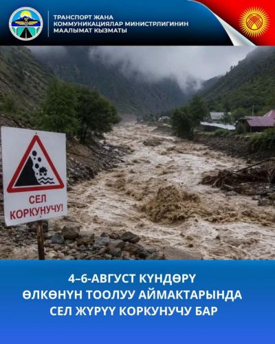Transport Ministry warns of mudflows threat in mountainous areas on August 4-6
