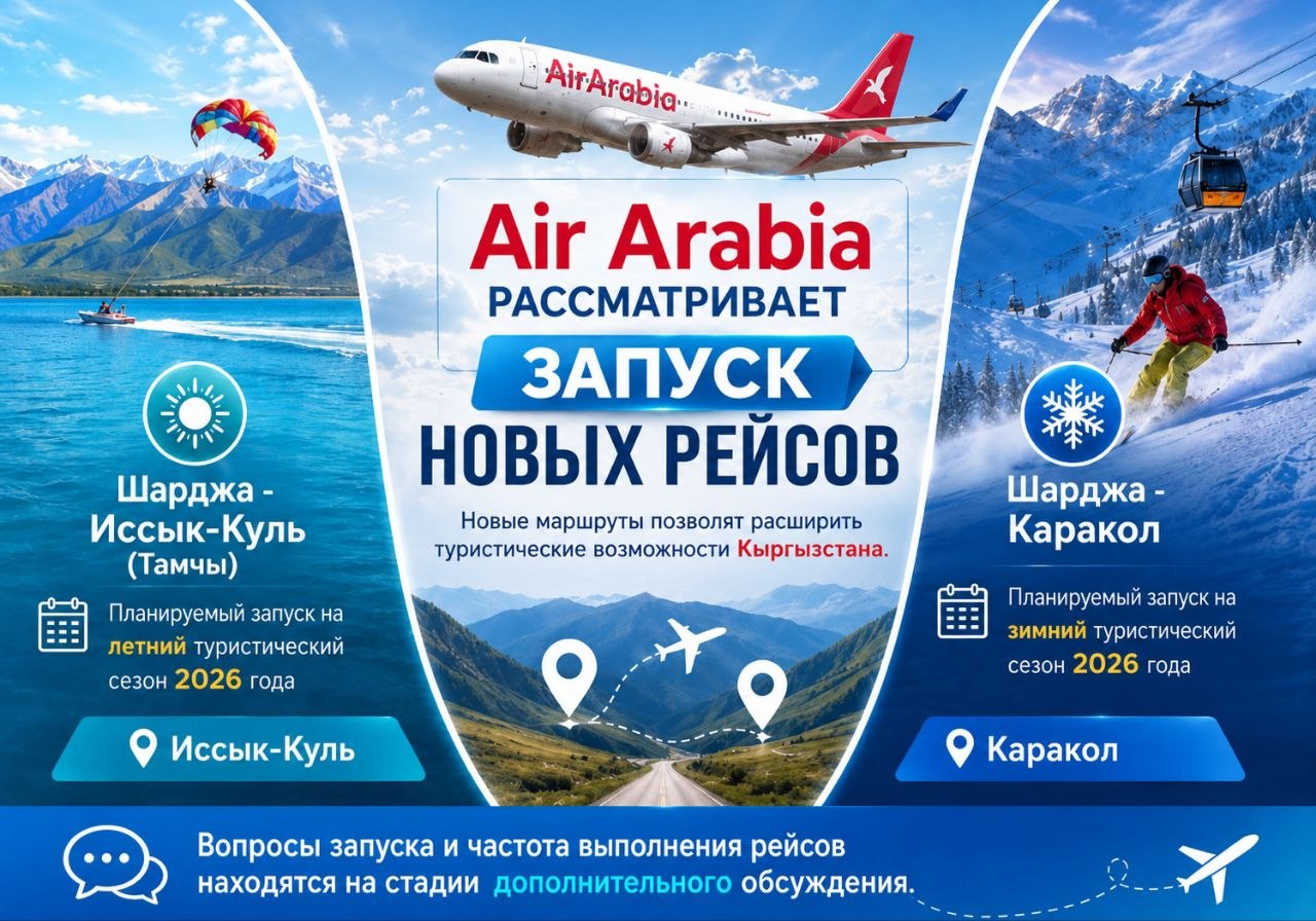 Рейсы из ОАЭ на Иссык-Куль: Шарджу и Тамчи могут связать прямым сообщением