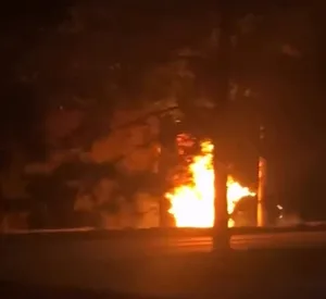 В столице Кыргызстана ночью дотла сгорел автомобиль