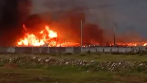 Крупный пожар произошел на скотном рынке в Сокулукском районе