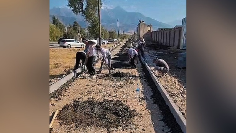 Bike path under construction near Bishkek from Baitik village to Ala-Archa Park