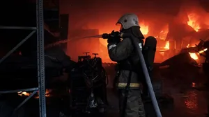 В Сокулуке мощный пожар на территории скотного рынка — видео